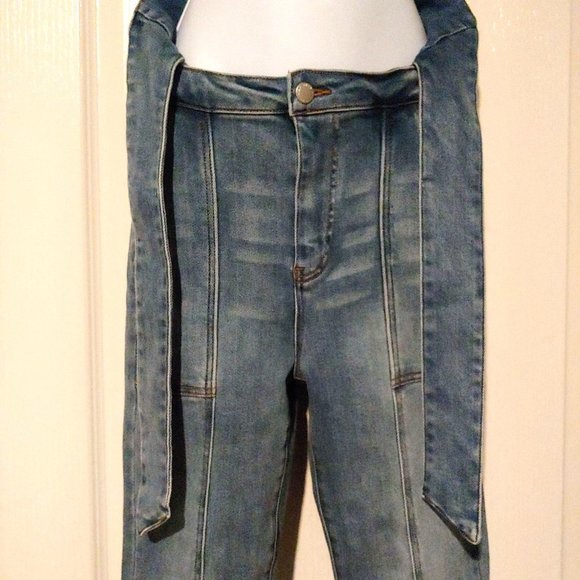 Risen Looking For Answers High Rise Tie-Belt Skinny Jeans Size 3 - Picture 3 of 16